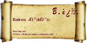 Bakos Ödön névjegykártya